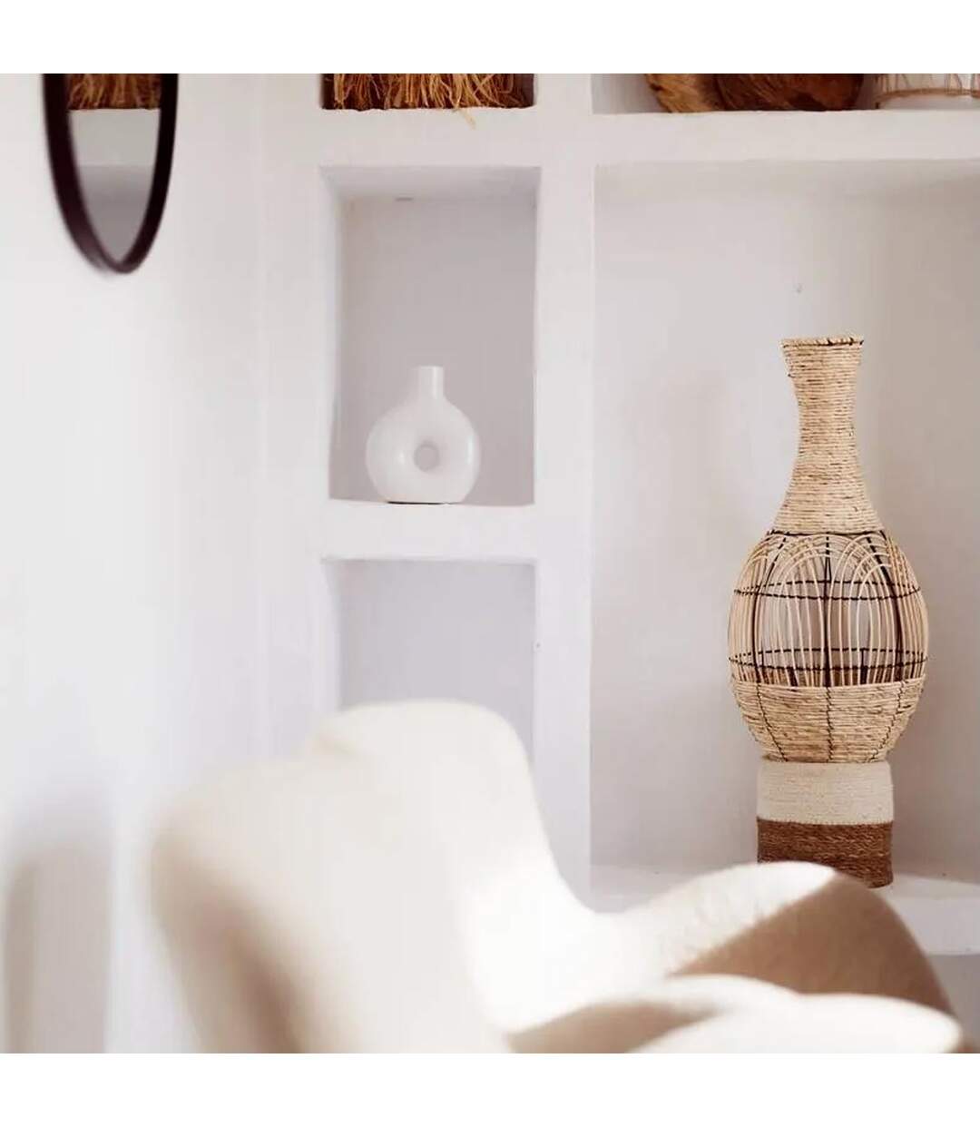 Vase Déco en Rotin Idylle Folk 63cm Naturel-2