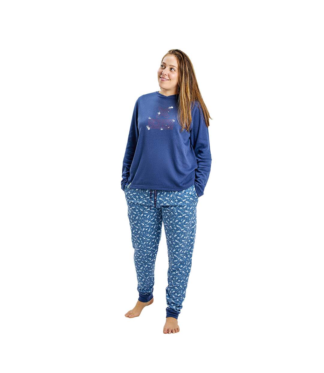 Women's long-sleeved winter round neck pajamas MU4-1