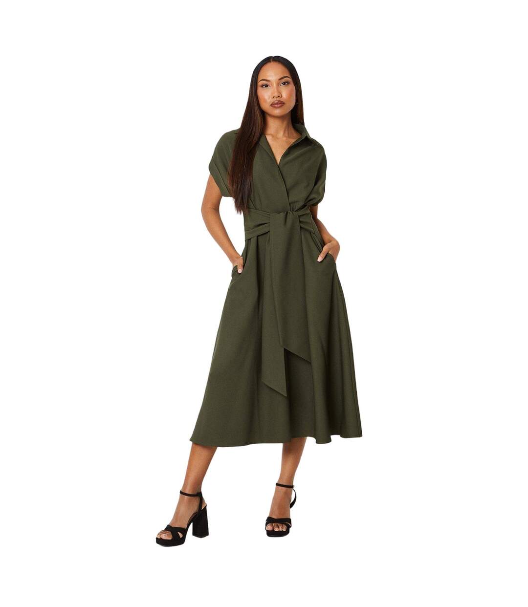 Robe mi-longue femme vert kaki Principles-1