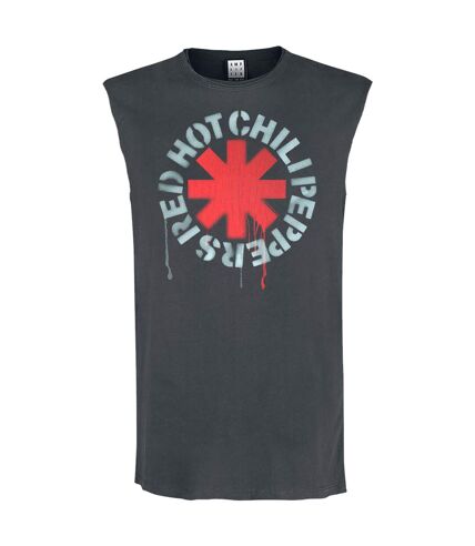 Amplified Mens Stencil Asterix Red Hot Chili Peppers Tank Top (Charcoal)
