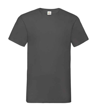 Mens value v neck t-shirt light graphite Fruit of the Loom