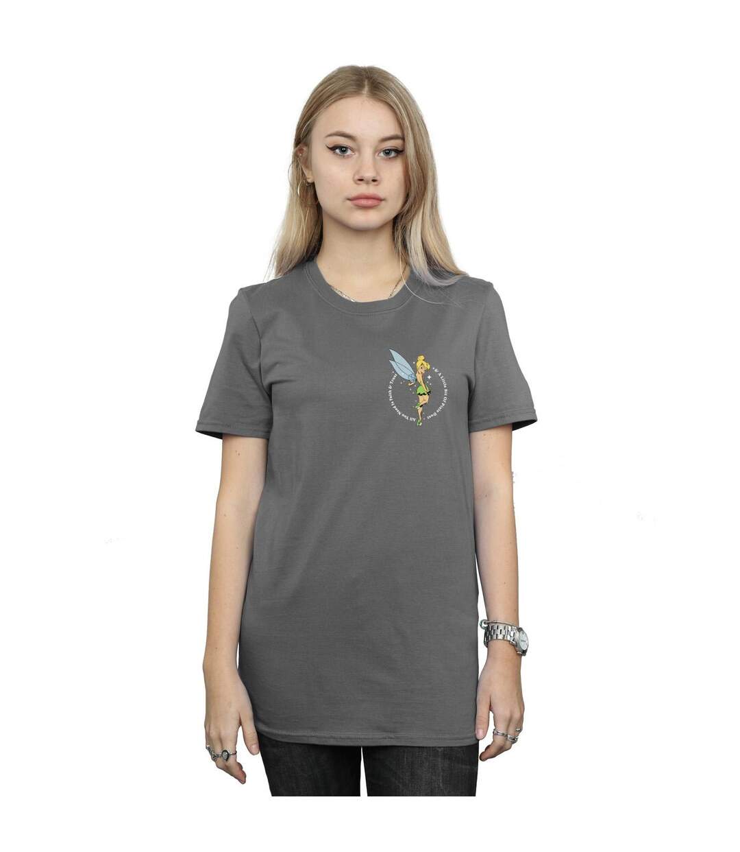 Disney Femmes/Ladies - Peter Pan Tinker Bell - T-shirt boyfriend en coton (Charbon de bois) - UTBI42477-2