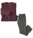 Men's Striped Microfleece Pyjamas - Long-Sleeved - Red Grey