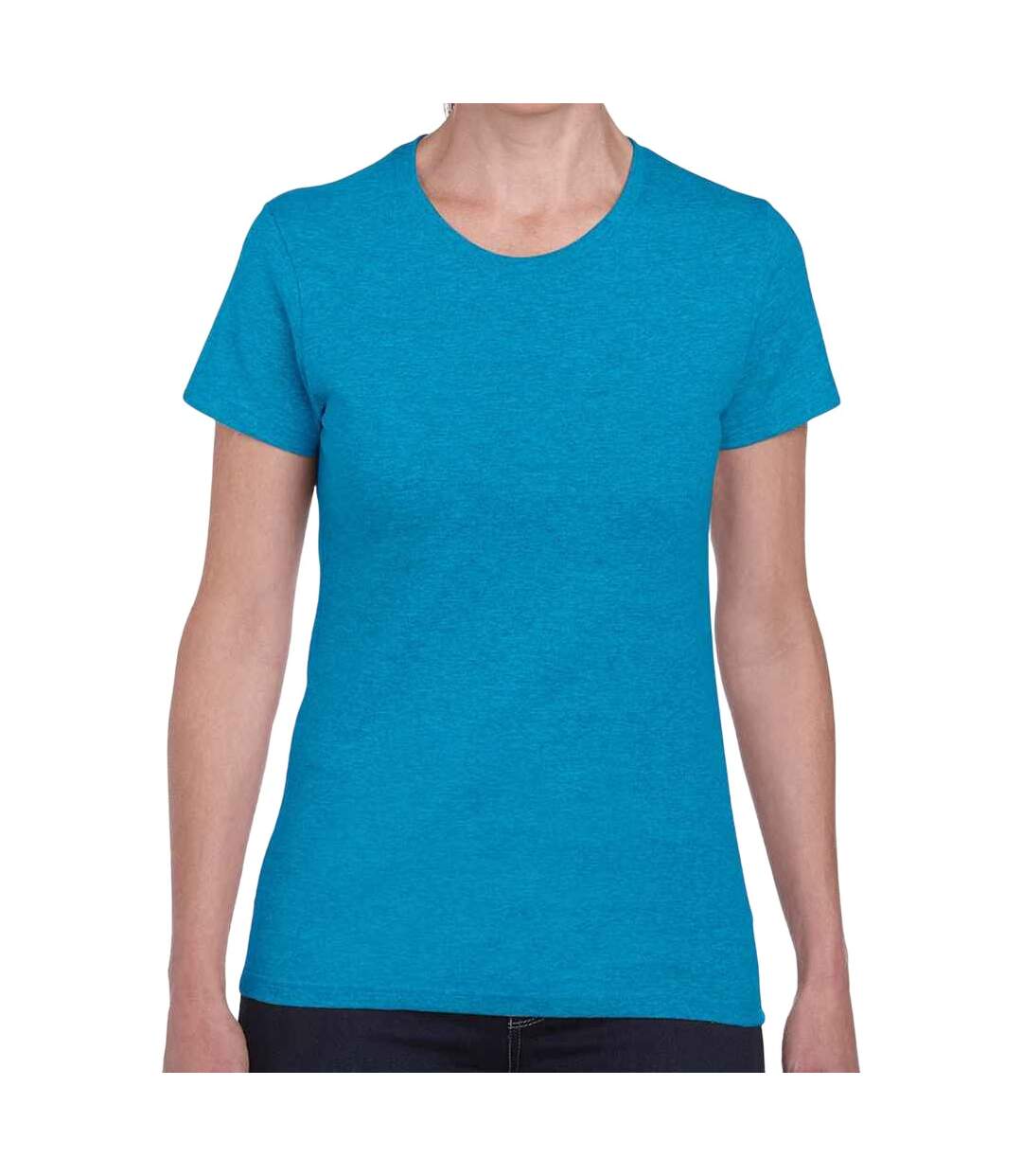 T-shirt femme bleu saphir chiné Gildan-1