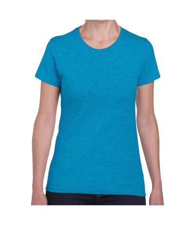 T-shirt femme bleu saphir chiné Gildan