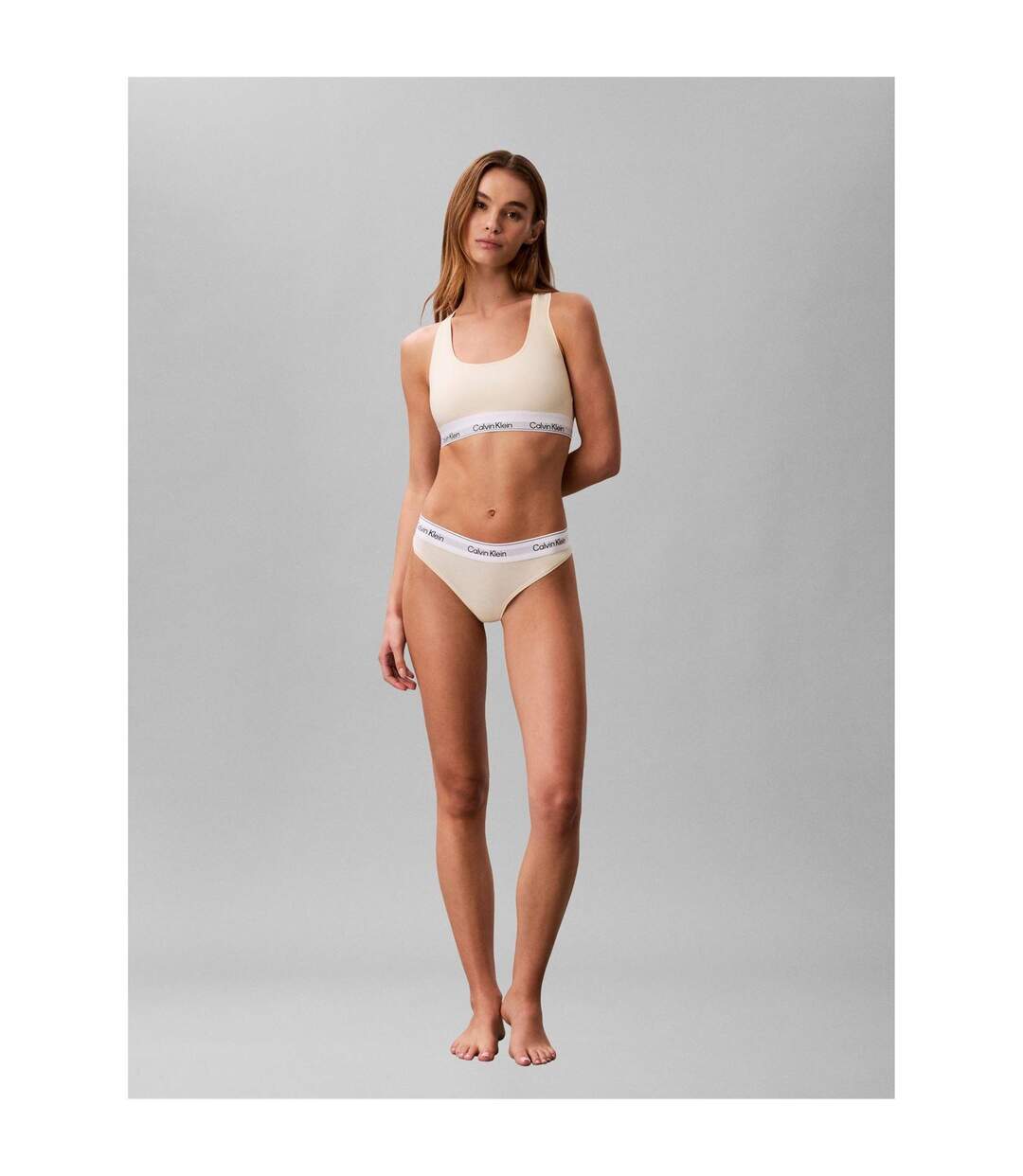 Womens/ladies Logo Cotton Blend Bralette Yellow Pear Calvin Klein-3