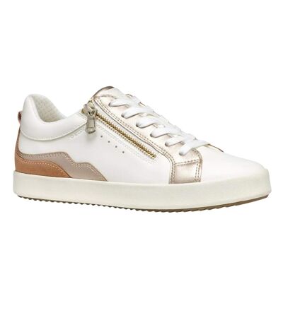 Womens/ladies D Blomiee Suede Trainers Optic White Nude Geox