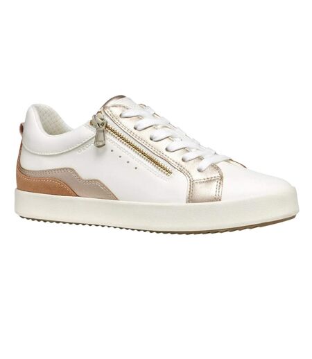 Womens/ladies D Blomiee Suede Trainers Optic White Nude Geox