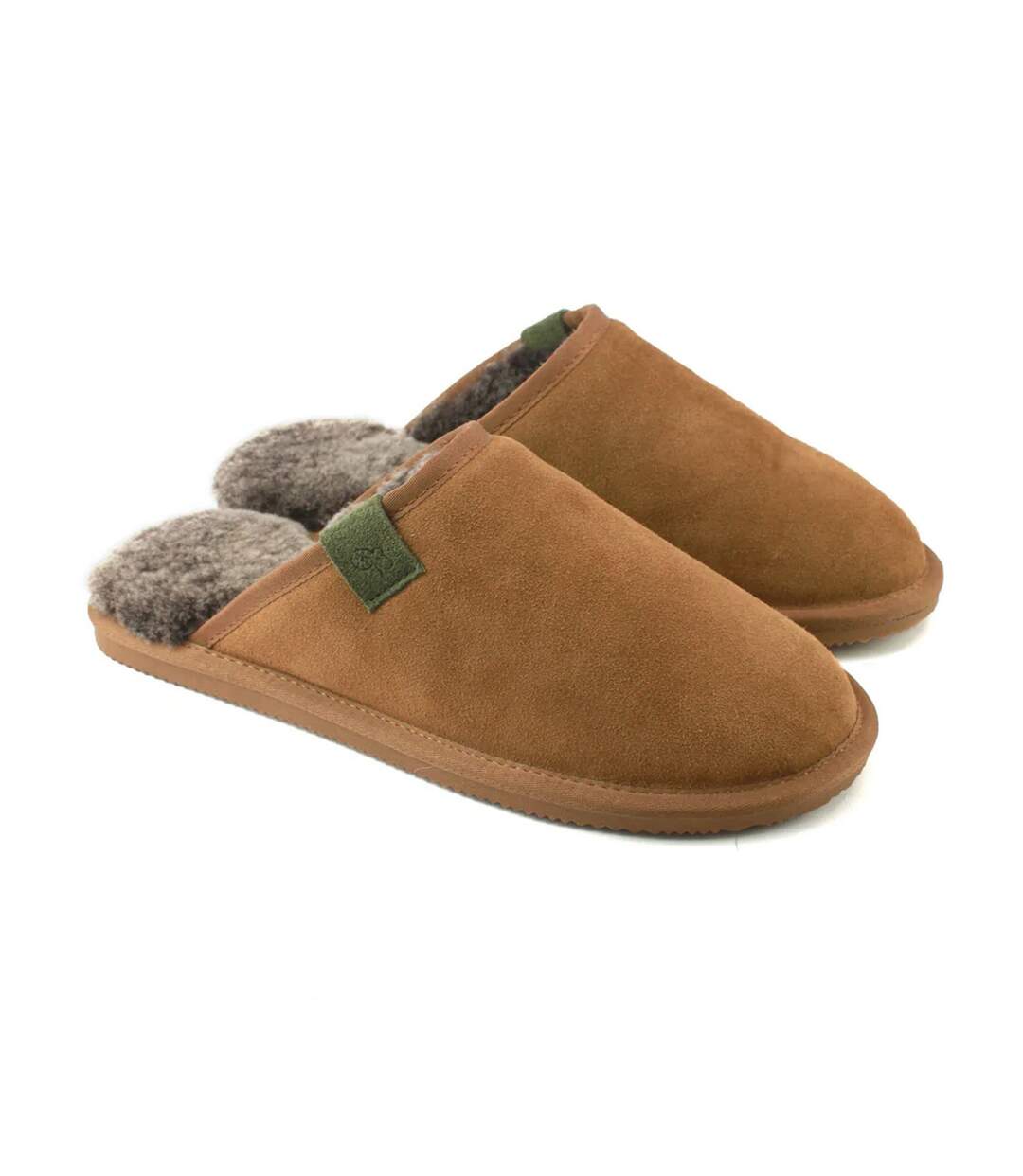 Mens tipped sheepskin slippers chestnut Eastern Counties Leather-1