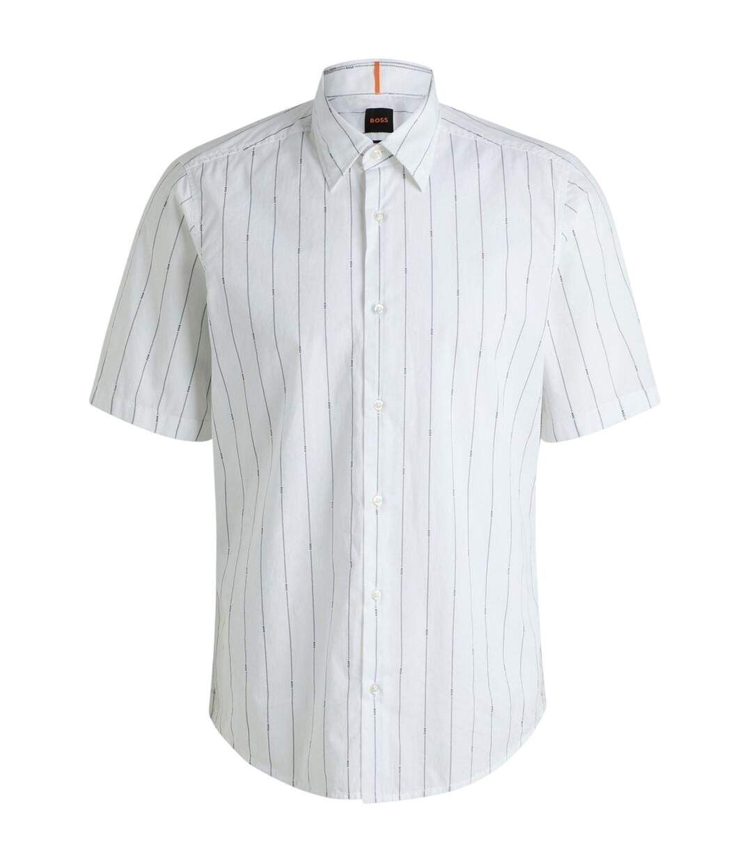 Chemise Manches Courtes Motif/style Fines Rayures Homme Blanc Boss-2
