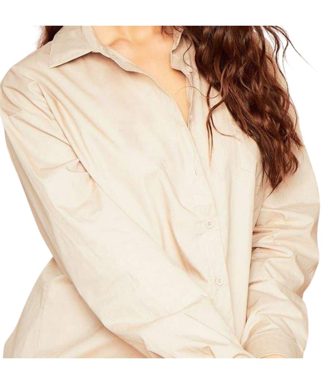 Womens/ladies Plain Oversized Shirt Dress Beige Missy Empire-2