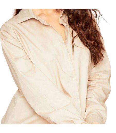 Womens/ladies Plain Oversized Shirt Dress Beige Missy Empire