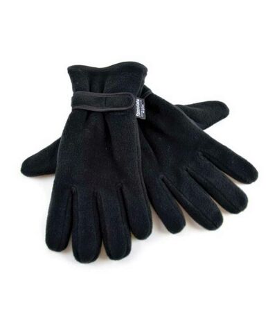 FLOSO Mens Thermal Fleece Gloves with Palm Grip (3M 40g) (Black)