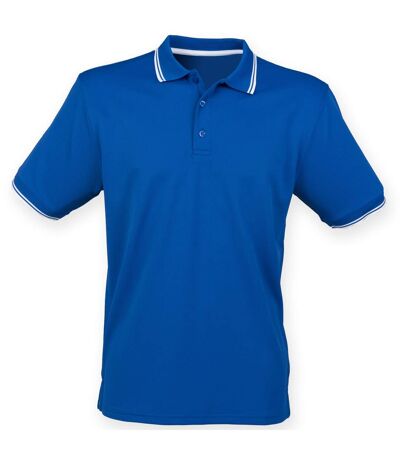 Henbury Mens Coolplus Moisture Wicking Short Sleeve Polo Shirt (Royal/White) - UTRW4752