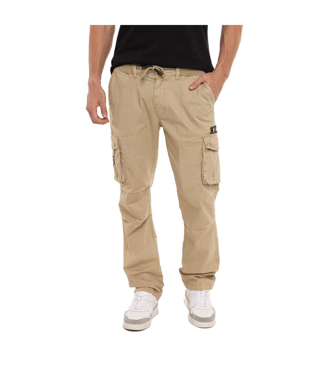 Pantalon droit homme type cargo en canvas avec patchs Fight Vondutch-1