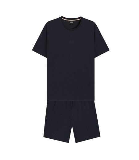Mens Relaxed Fit Short Pyjama Set Dark Blue Boss