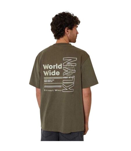 T-shirt Manches Courtes Motif/style Imprimé Graphique Homme Kaki Foncé Threadbare