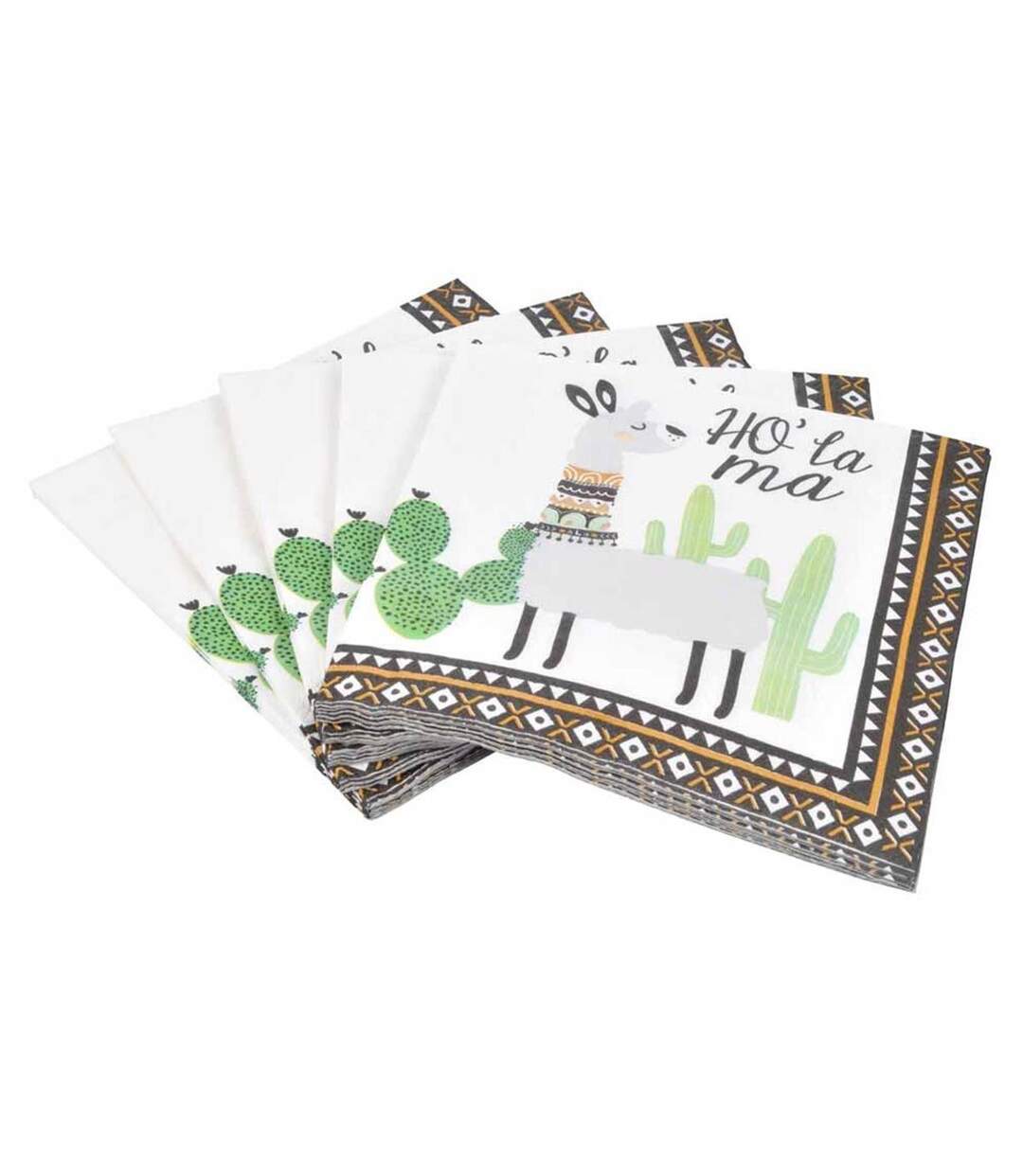 Lot de 20 Serviettes en Papier Ho'Lama 33x33cm Noir-1
