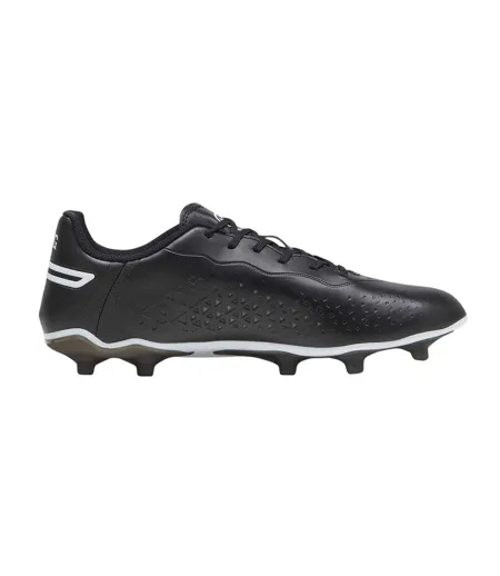 Mens King Match Synthetic Leather Firm Ground Football Boots Black White Puma