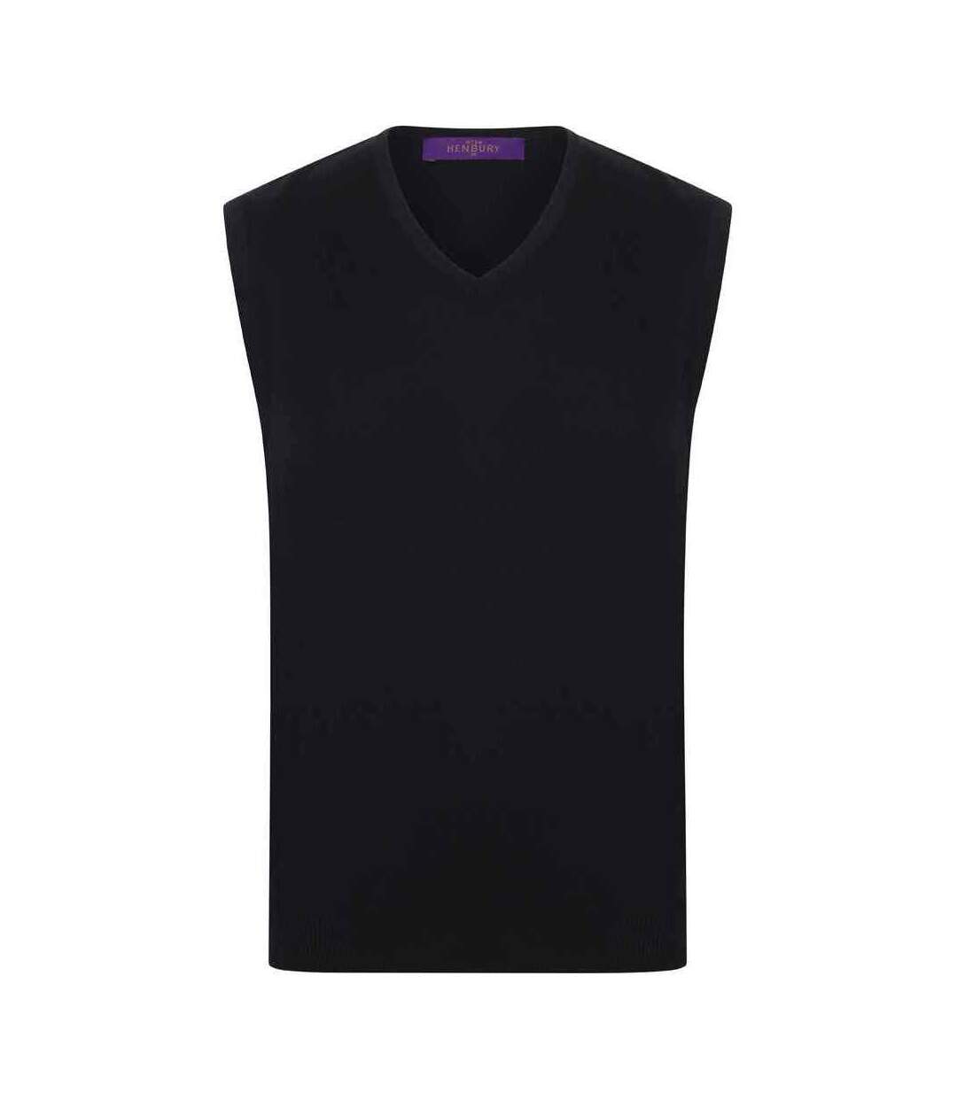 Mens cotton acrylic v neck sleeveless sweatshirt black Henbury