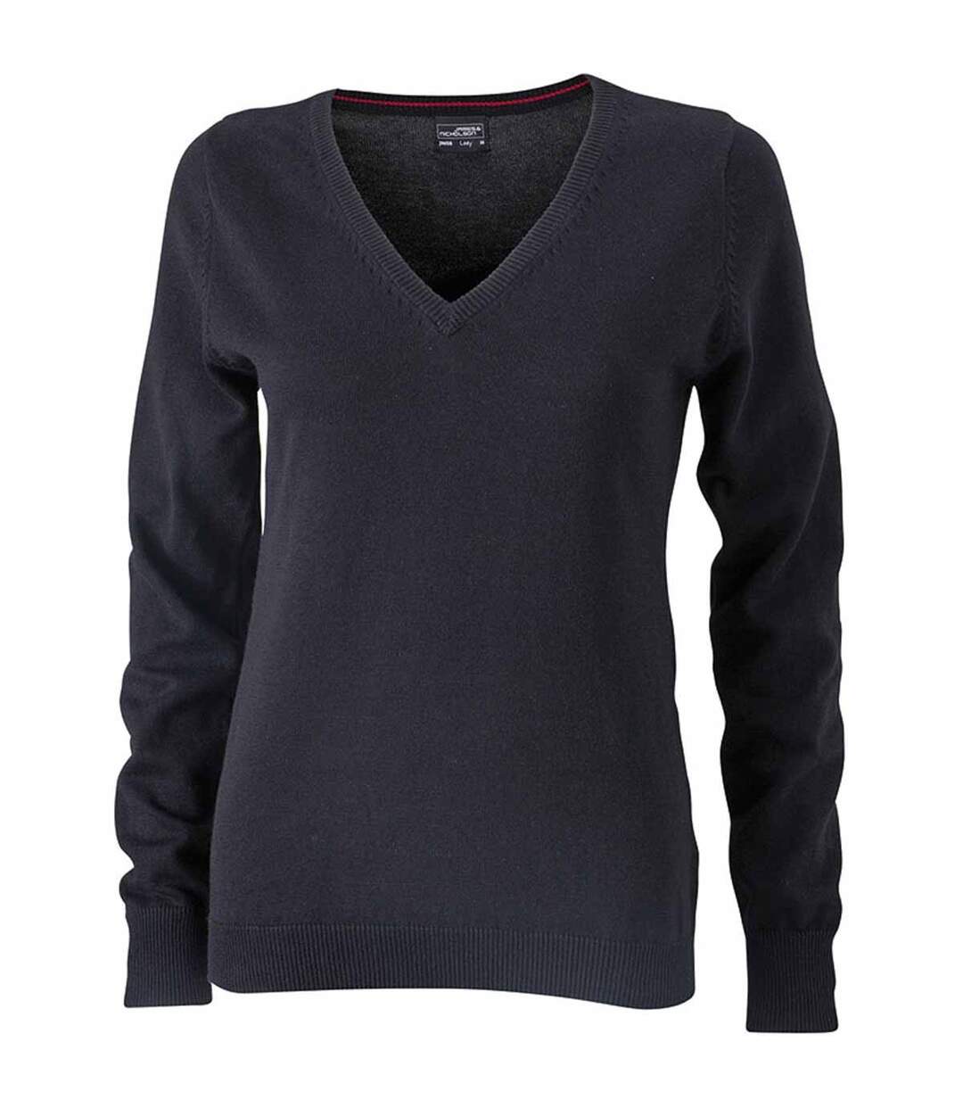 Pull classique col V - FEMME - JN658 - noir-1