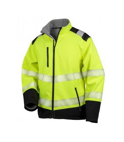 Result Adults Unisex Safe-Guard Ripstop Safety Soft Shell Jacket (Fluorescent Yellow/Black) - UTPC3754