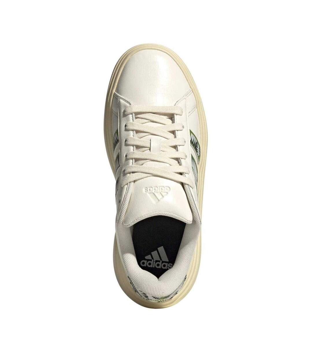 Baskets Motif/style Feuillage Grand Court Femme Blanc Vert Adidas-4