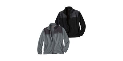 Men's Grey Sherpa-Lined Fleece Jacket - Full Zip