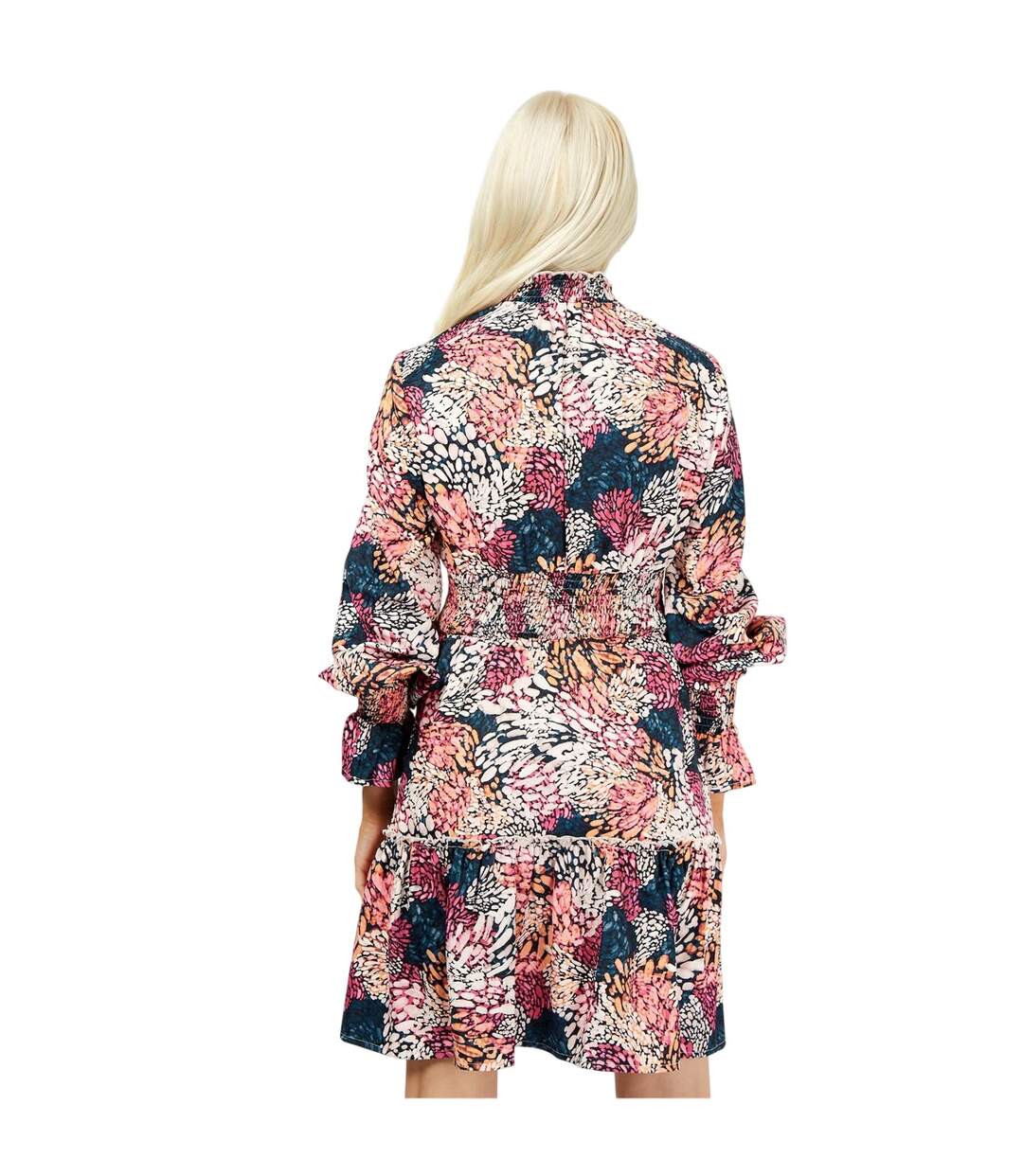 Womens/ladies High-neck Puff Sleeve Maxi Dress Multicoloured Little Mistress-3