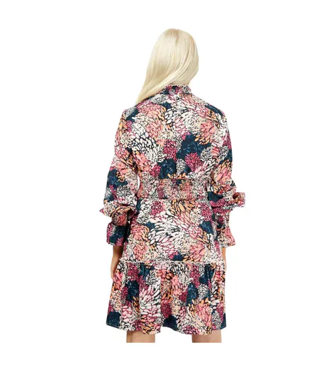 Womens/ladies High-neck Puff Sleeve Maxi Dress Multicoloured Little Mistress