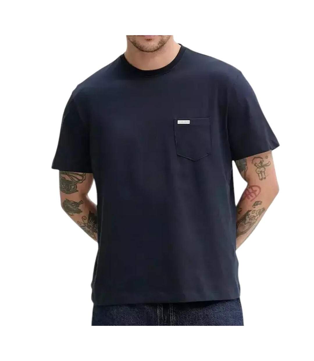 T-Shirt marine homme guess m5ri74k8fq4-1