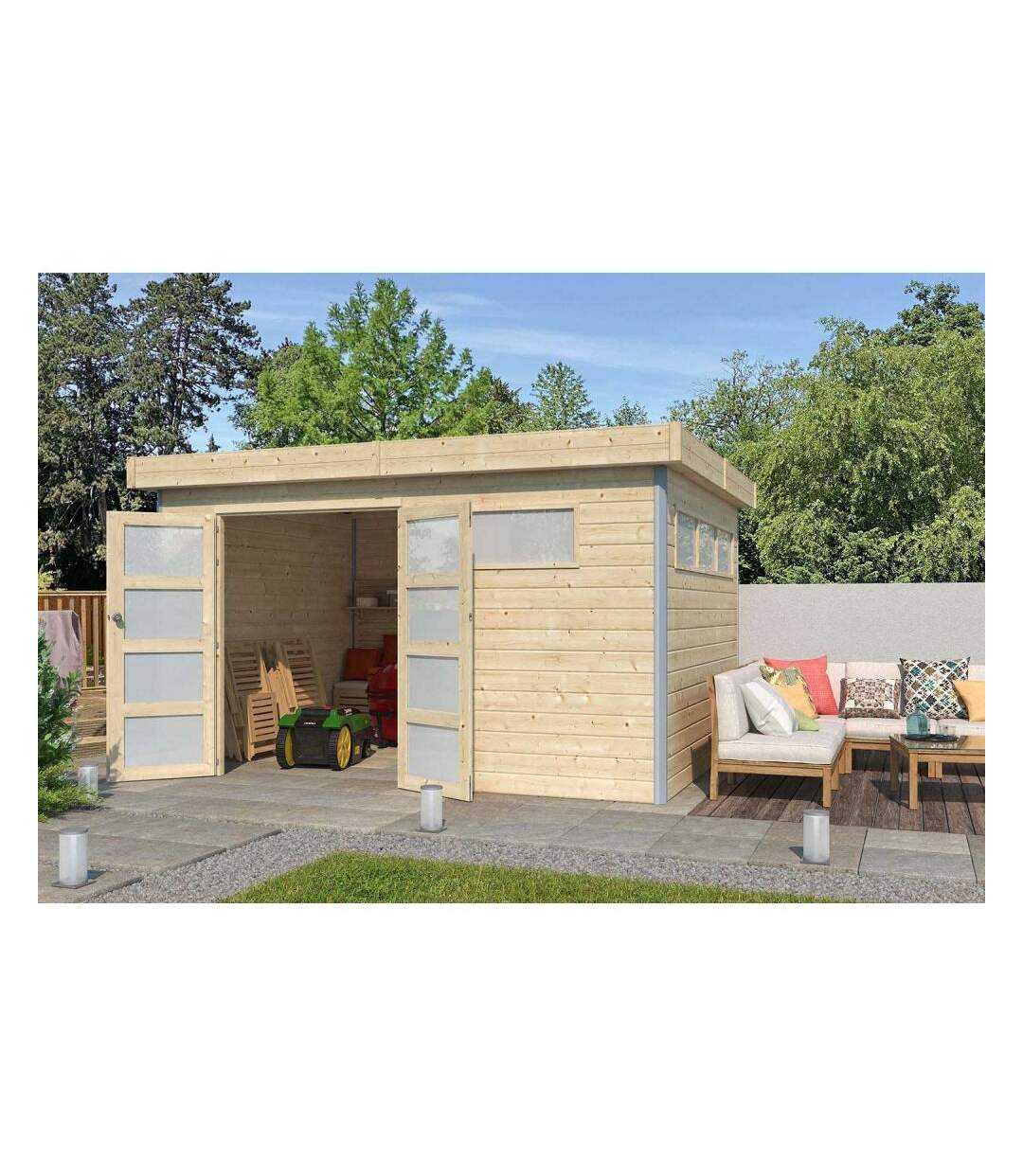 Chalet en bois profil aluminium contemporain 14.82 m² Avec plancher