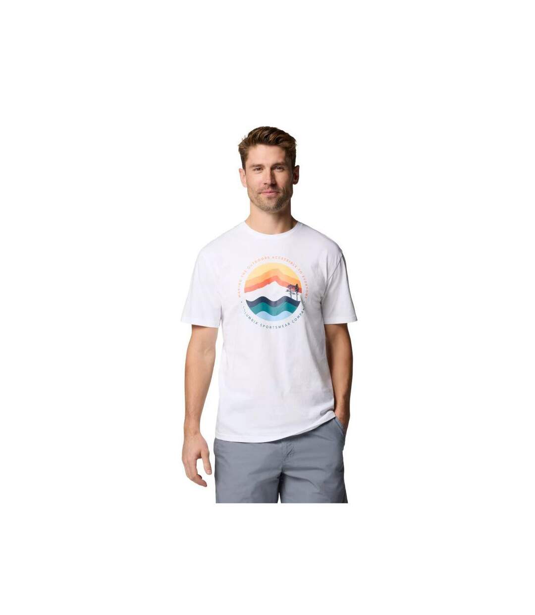 T-shirt Motif/style Graphique Path Lake Homme Blanc Columbia-1