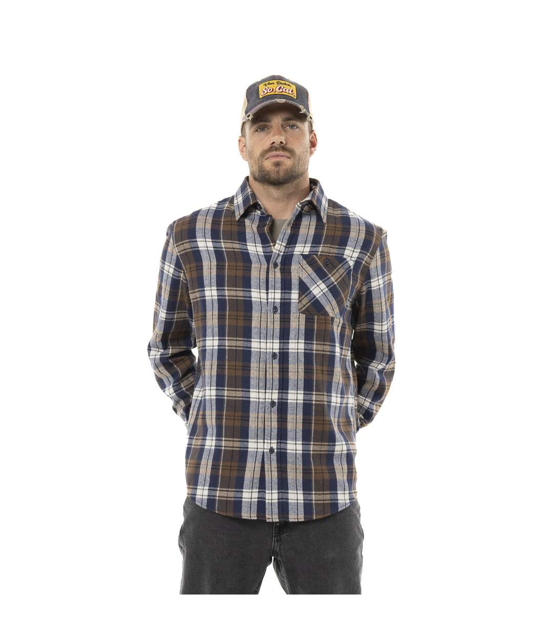 Chemise homme manches longues en flanelle à carreaux logo dos Tyler Vondutch-1