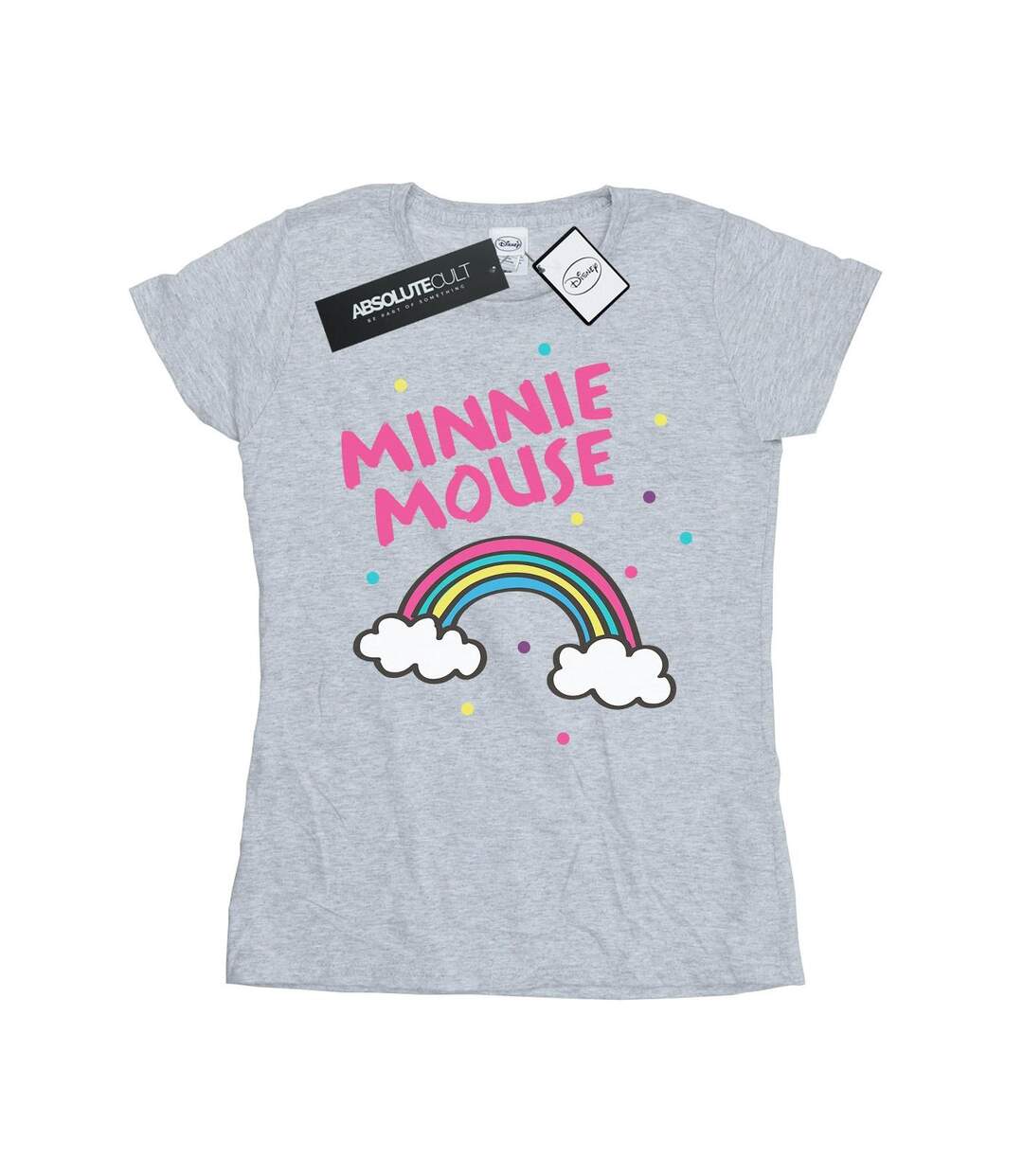 Disney T-shirt en coton à pois arc-en-ciel Minnie Mouse Femme/Ladies (Gris sportif) - UTBI31573-1