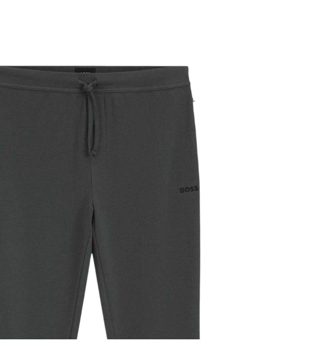 Mens Waffle Knit Jogging Bottoms Green Boss-3