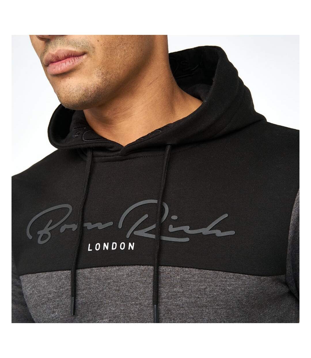 Born Rich Mens Lehmann Hoodie (Black Marl)