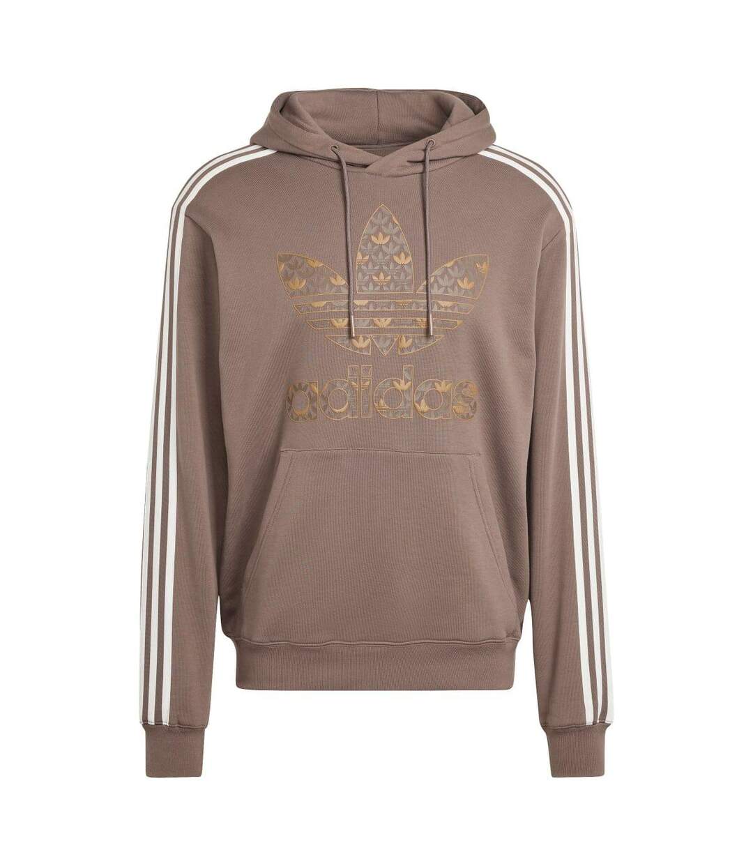 Mens Classic Mono Print Hoodie Brown Adidas-1