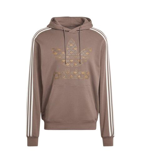 Mens Classic Mono Print Hoodie Brown Adidas