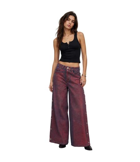 Womens/ladies Foil Wren Wide Leg Trousers Red AmyLynn