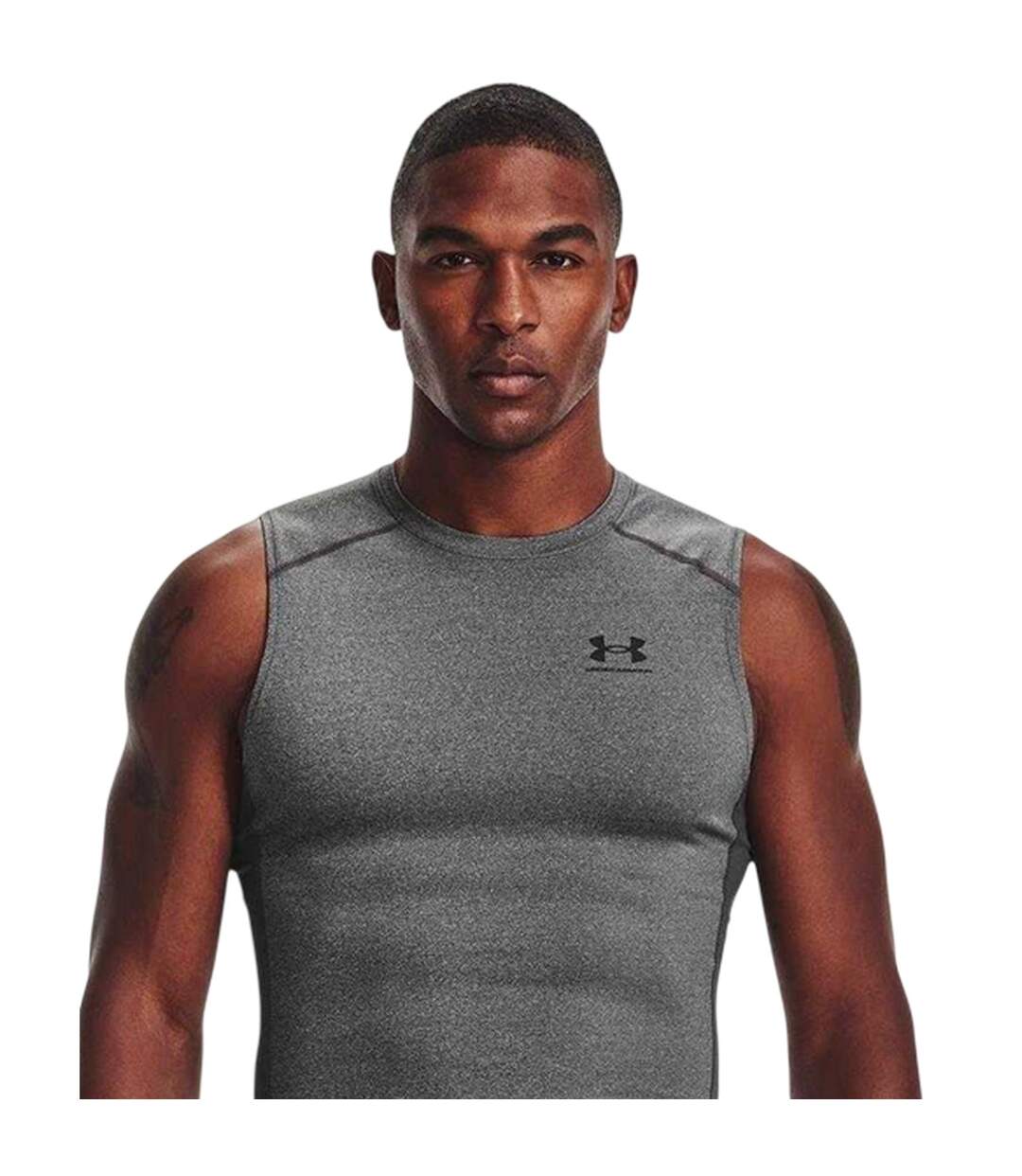Maillot De Compression Sans Manches Heatgear Homme Gris Chiné Under Armour-3