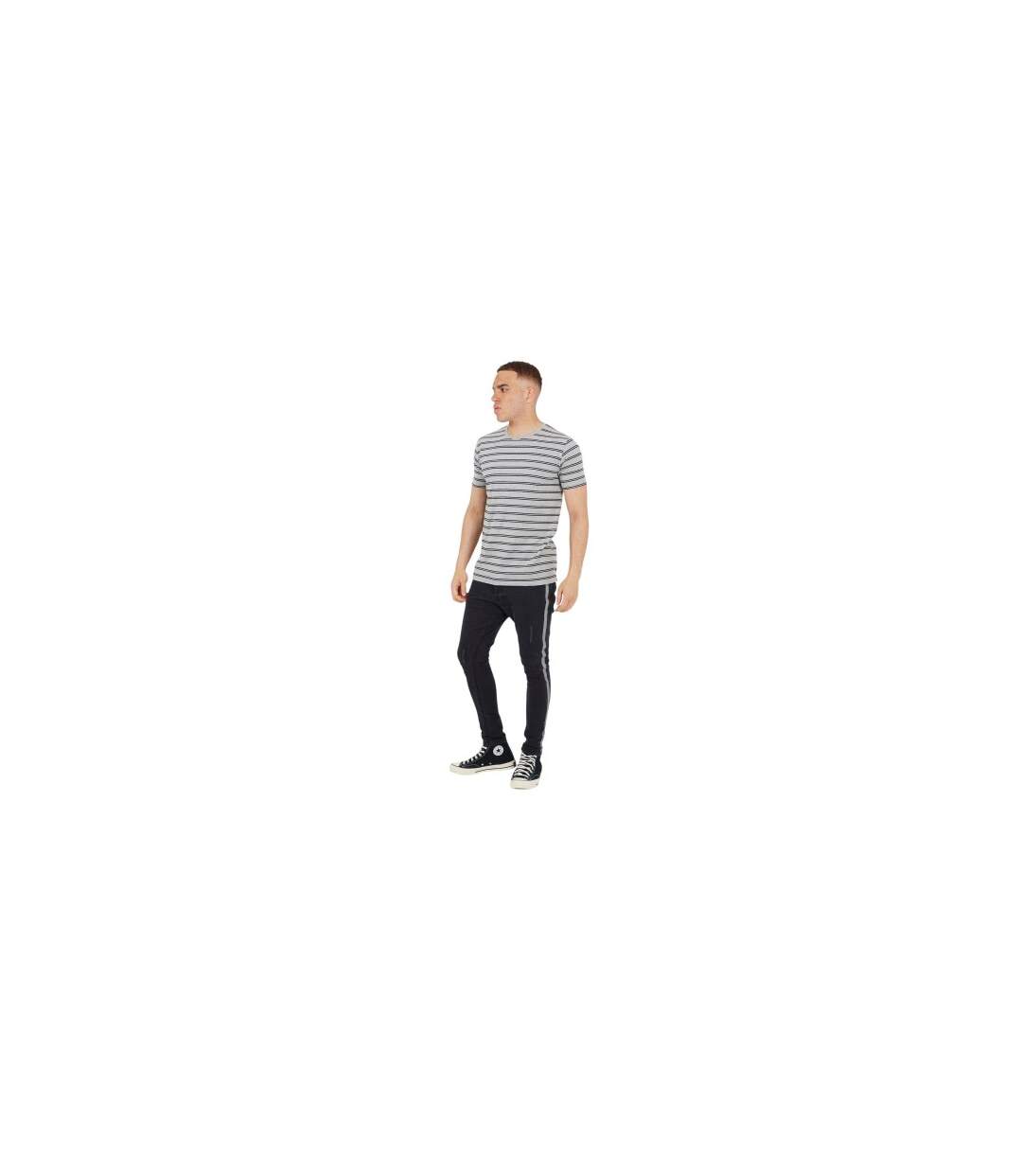 Mens Denim Button Fly Skinny Jeans Charcoal Brave Soul-1