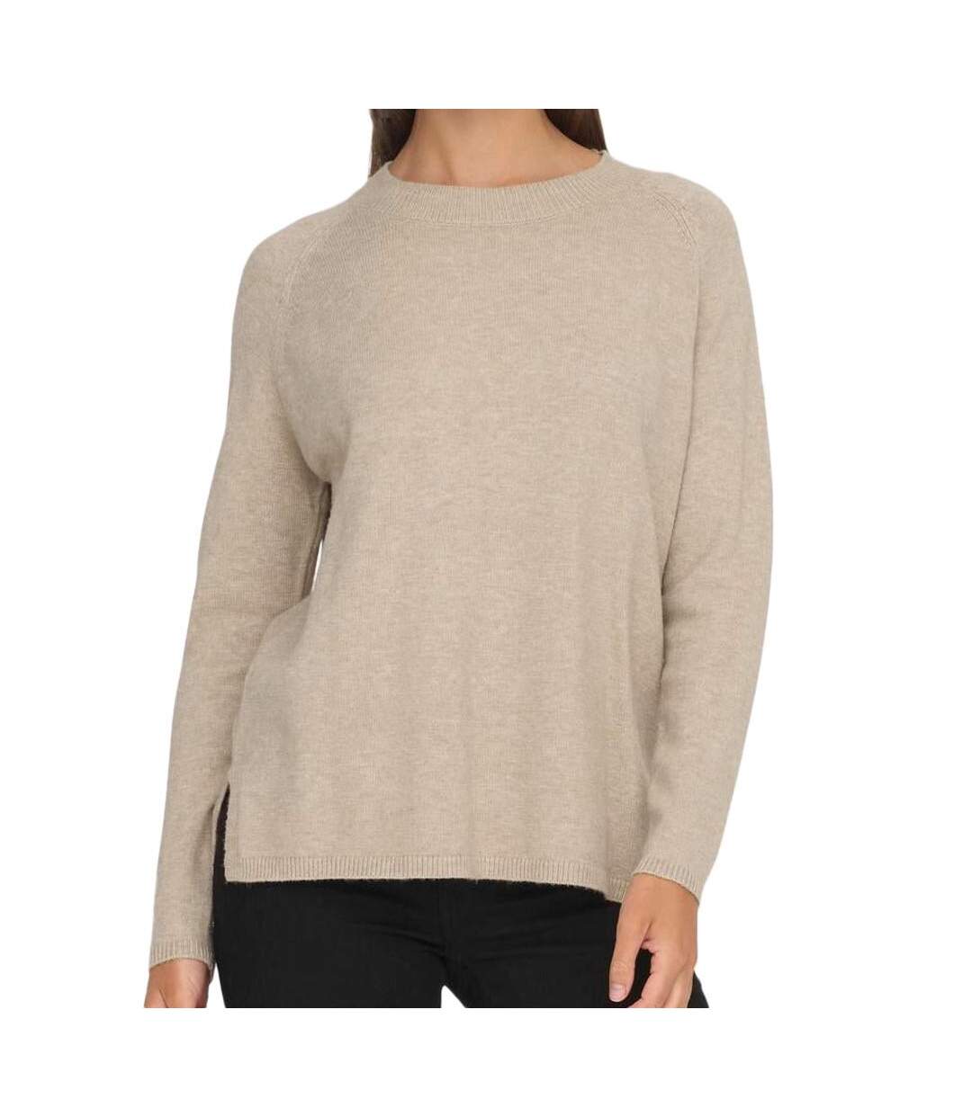 Pull beige femme jdy marco slit-1