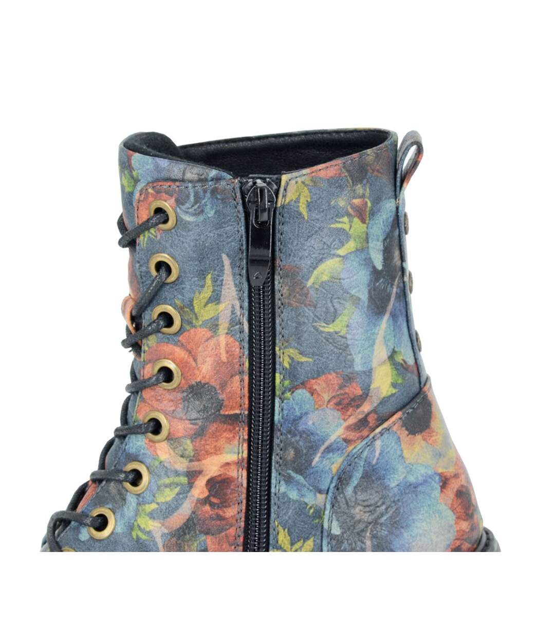 Womens/ladies Ambretta Floral Zip Boots Blue Cipriata-3