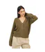 Womens/ladies Fisherman Ribbed Cardigan Khaki Brave Soul-2