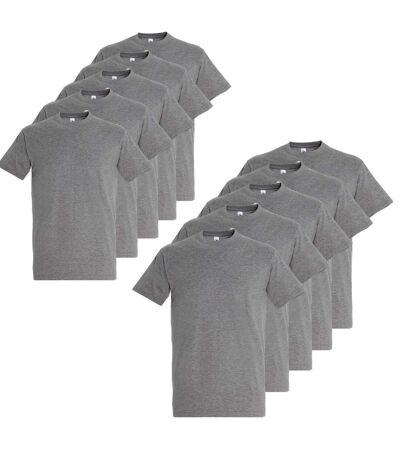 Lot 10 t-shirts de travail manches courtes - Homme - gris chiné