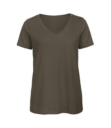 B&C Womens/Ladies Favourite Organic Cotton V-Neck T-Shirt (Khaki) - UTBC3642