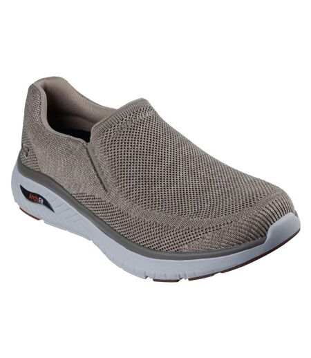 Mens Arch Fit Crosser Locke Trainers Taupe Skechers