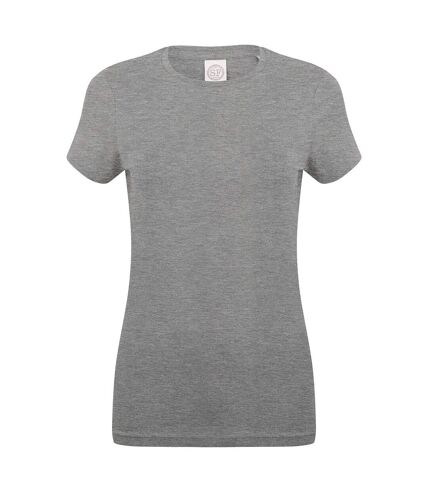SF Womens/Ladies Feel Good Heather Stretch T-Shirt (Gray) - UTPC6336