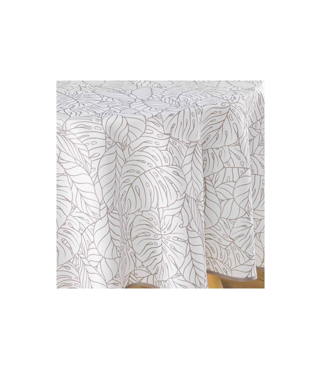 Nappe Ronde Imprimé Solea 180cm Blanc-2